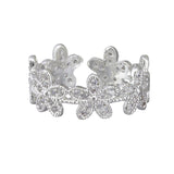 Silver Crystal Flower Band Ring
