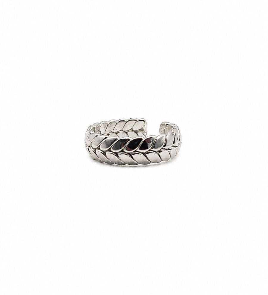 Silver Braided Cuff Ring