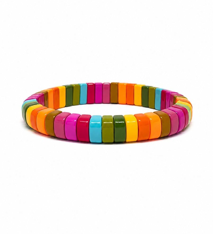 Spring Curved Tile Stretch Bracelet