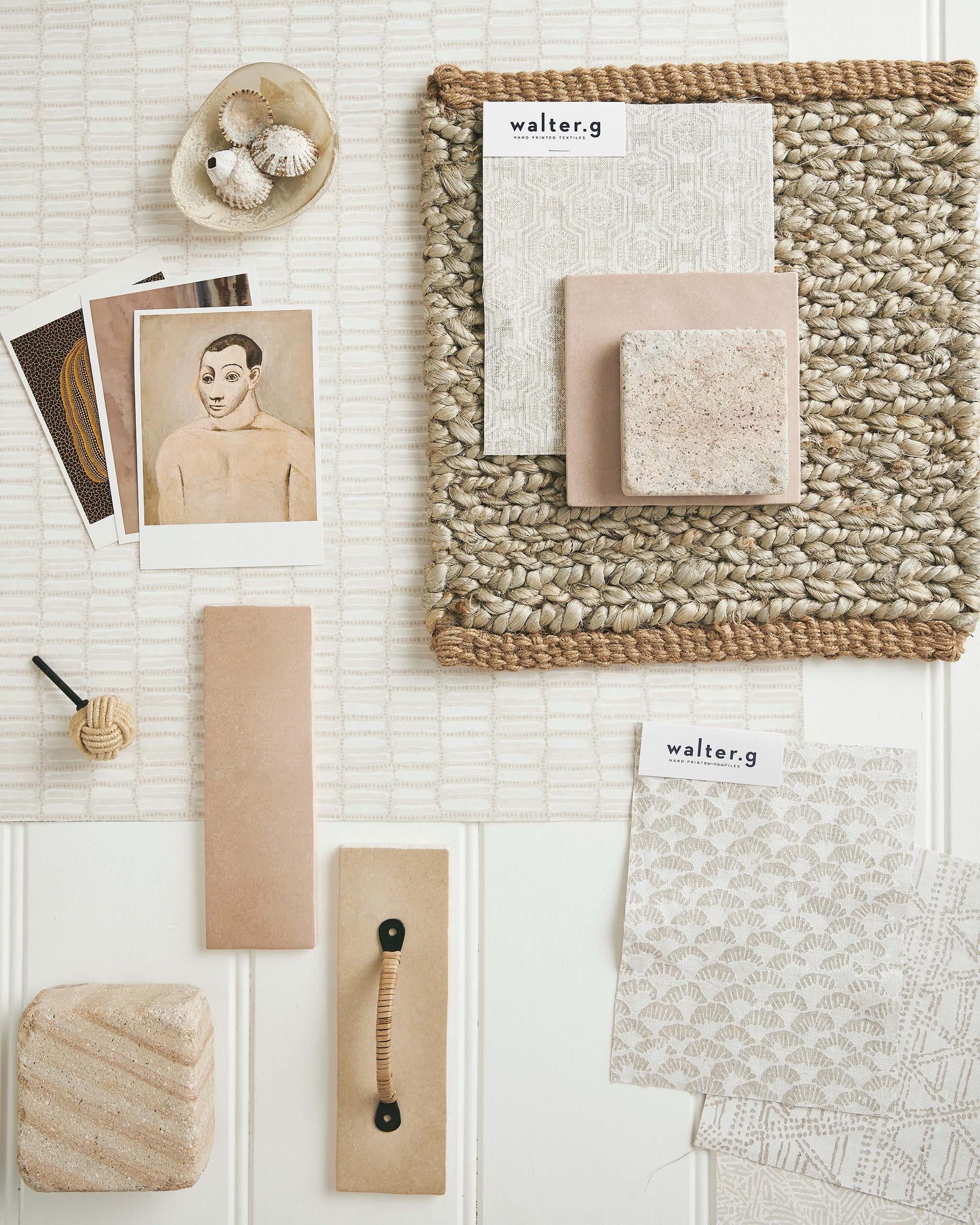 Sensu Chalk fabric by Walter G shown in a styled interior, reference LINN15.019