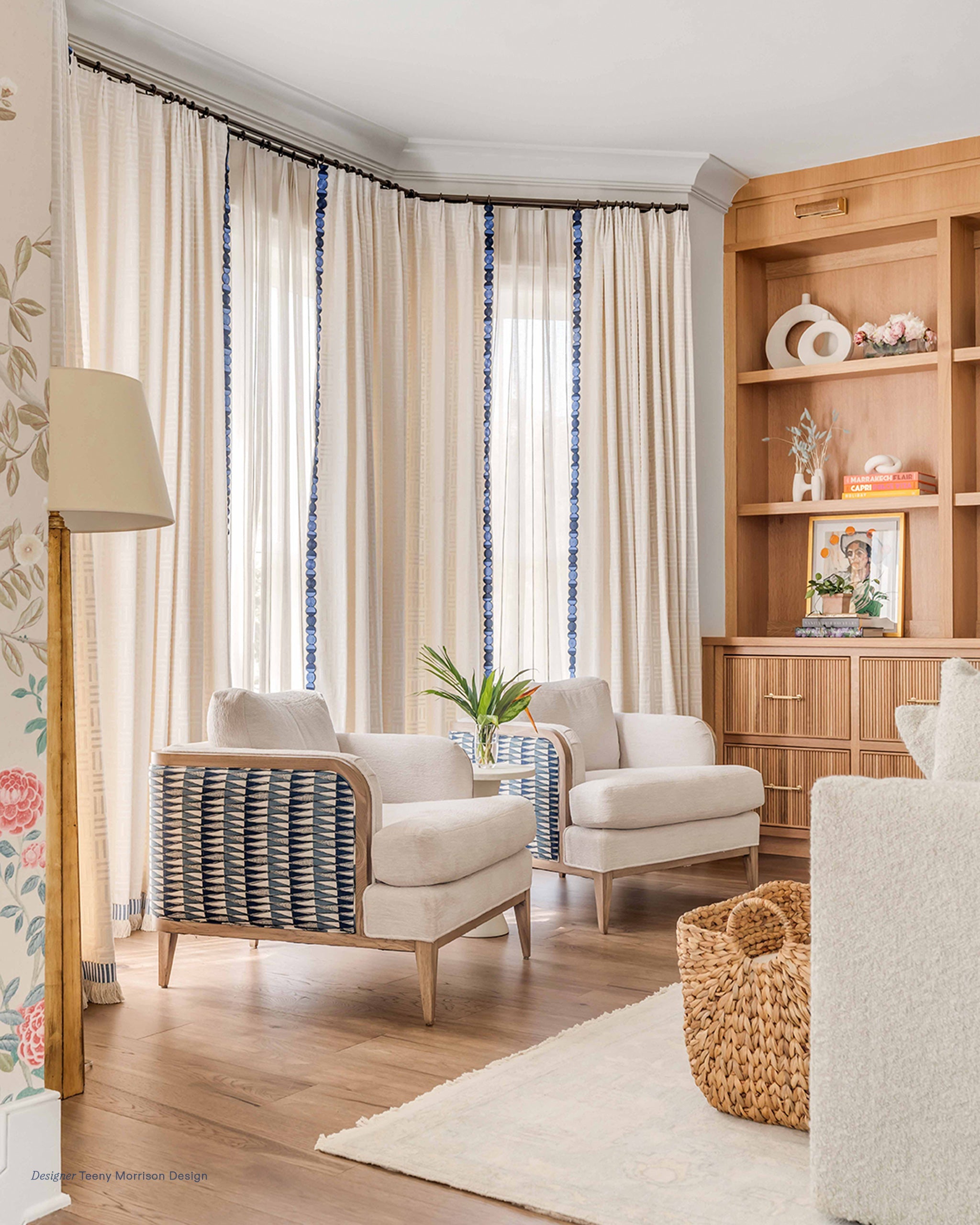 Tangier Denim fabric by Walter G shown in a styled interior, reference LINN17.019