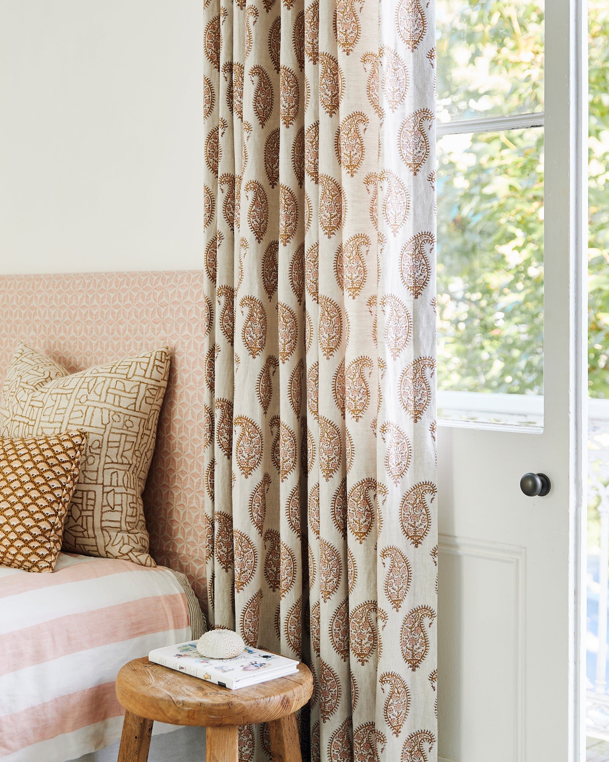 Hanami Guava fabric by Walter G shown in a styled interior, reference LINN21.004