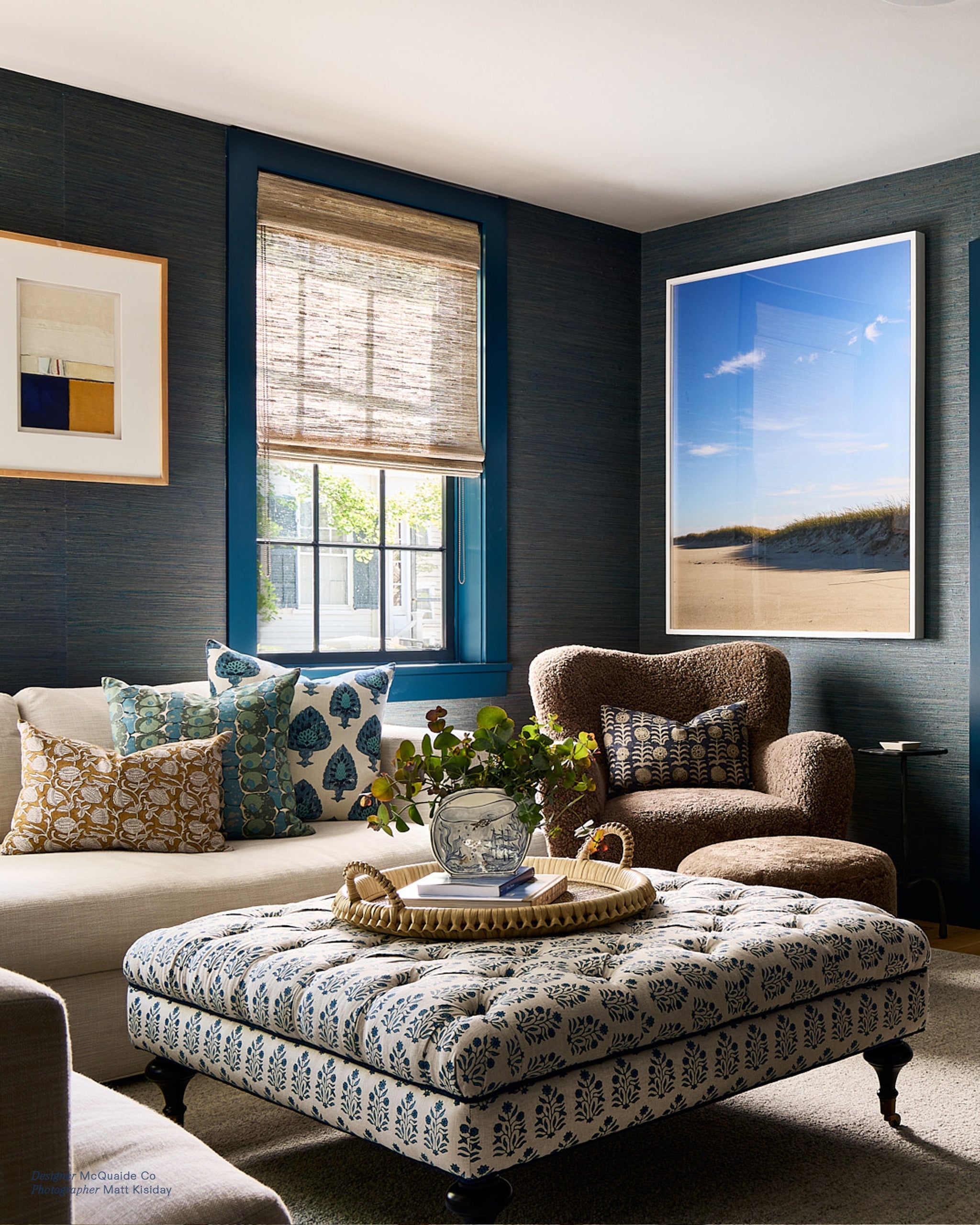 Amer Azure fabric by Walter G shown in a styled interior, reference LINN22.005