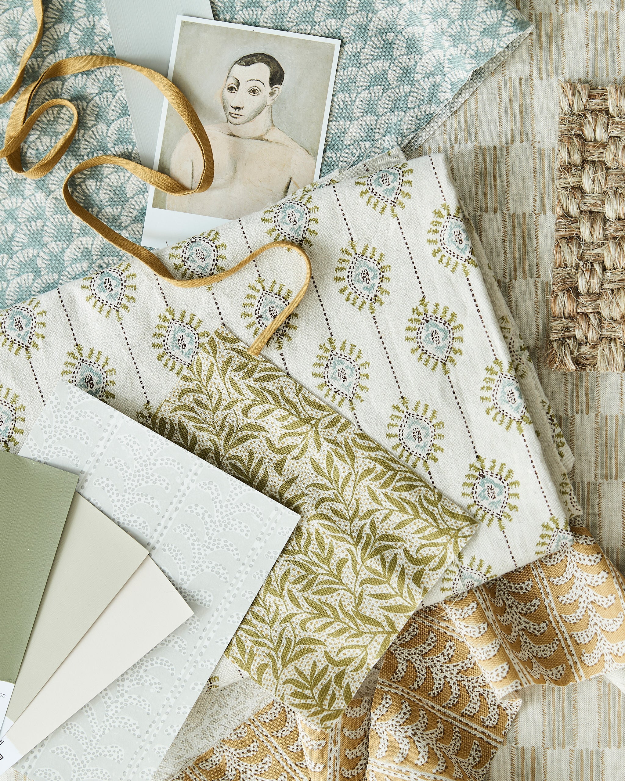Sensu Celadon fabric by Walter G shown in a styled interior, reference LINN22.013