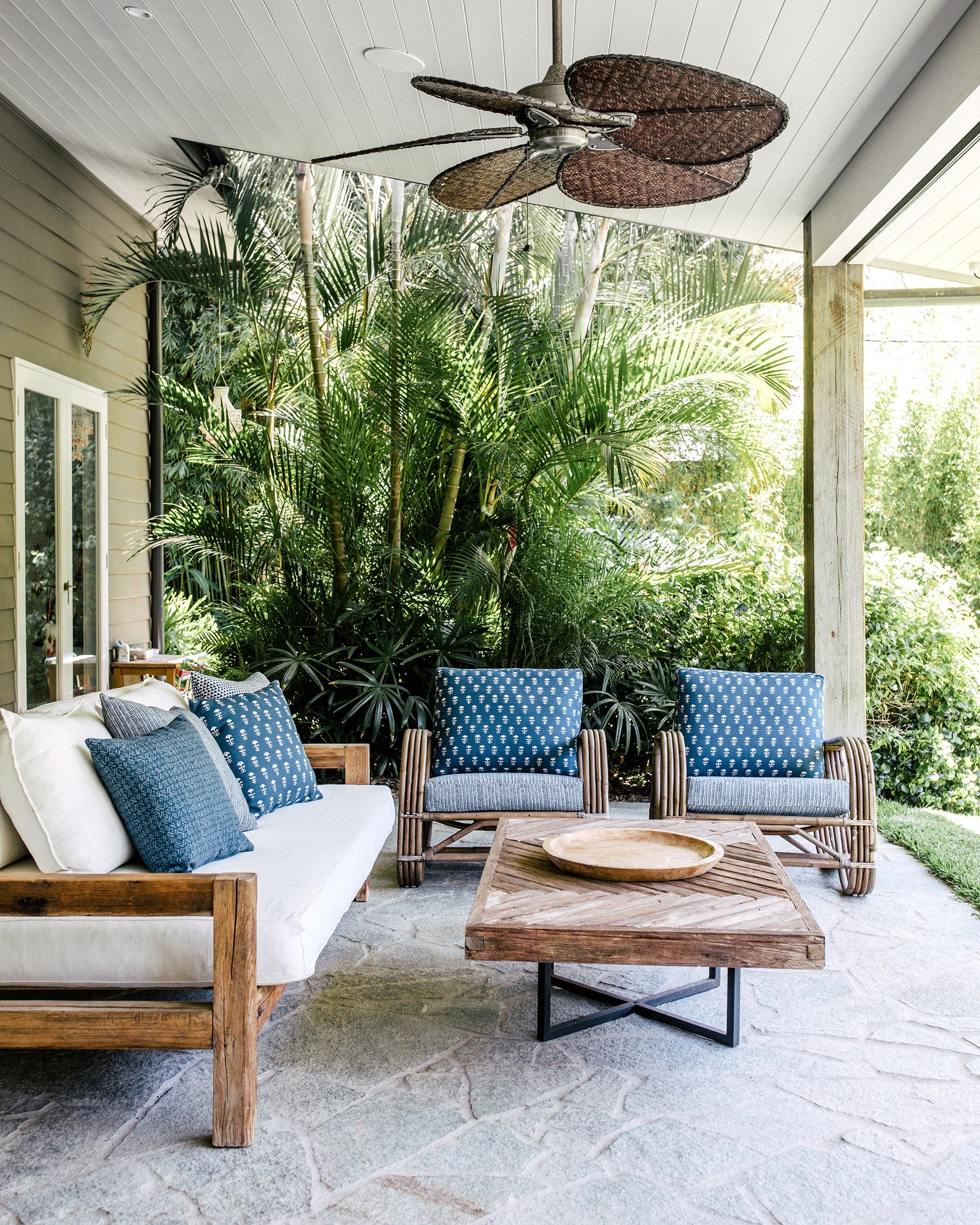 Yukka Atlantic fabric by Walter G shown in a styled interior, reference SUNB20.006