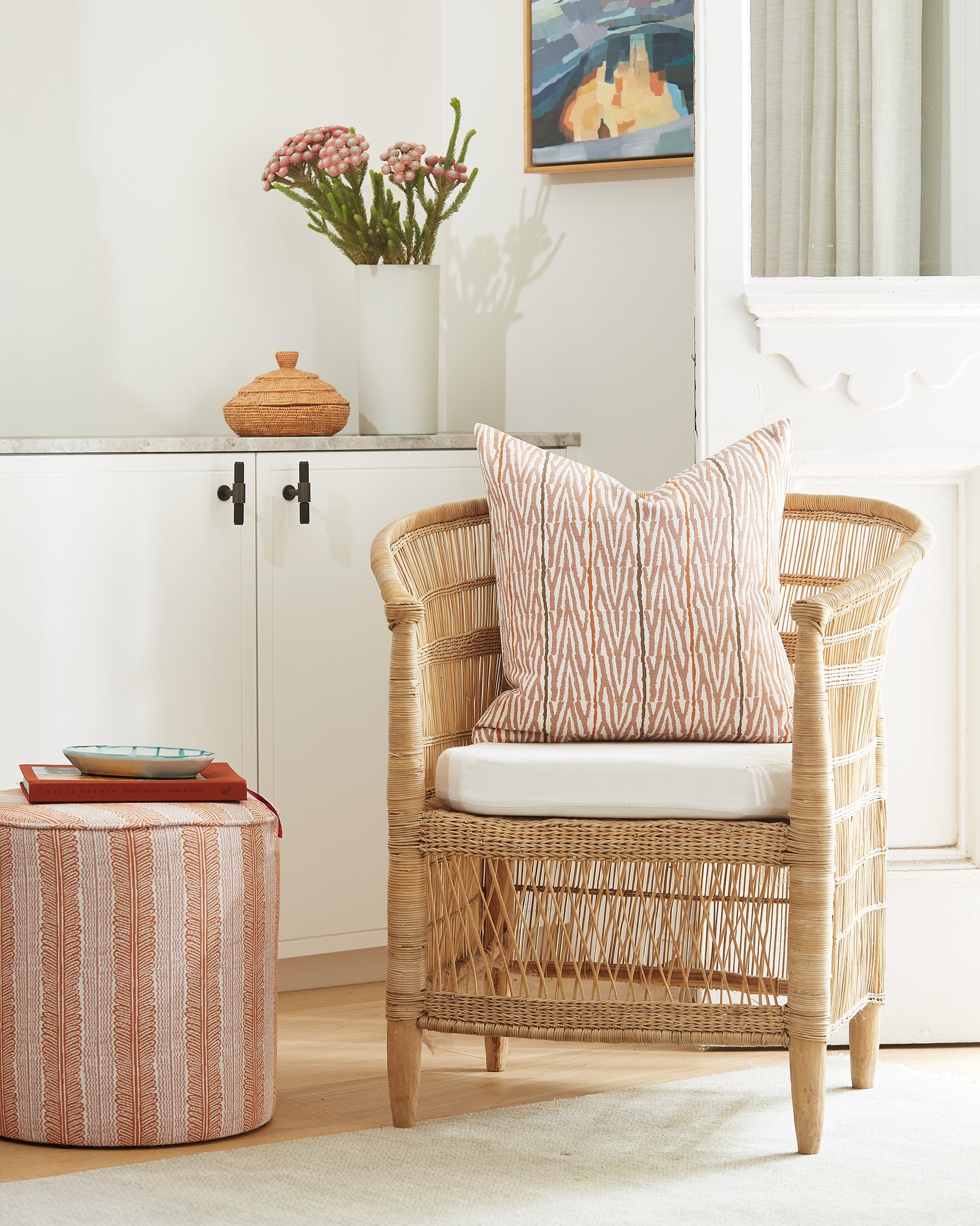 Balos Papaya fabric by Walter G shown in a styled interior, reference SUNB23.006