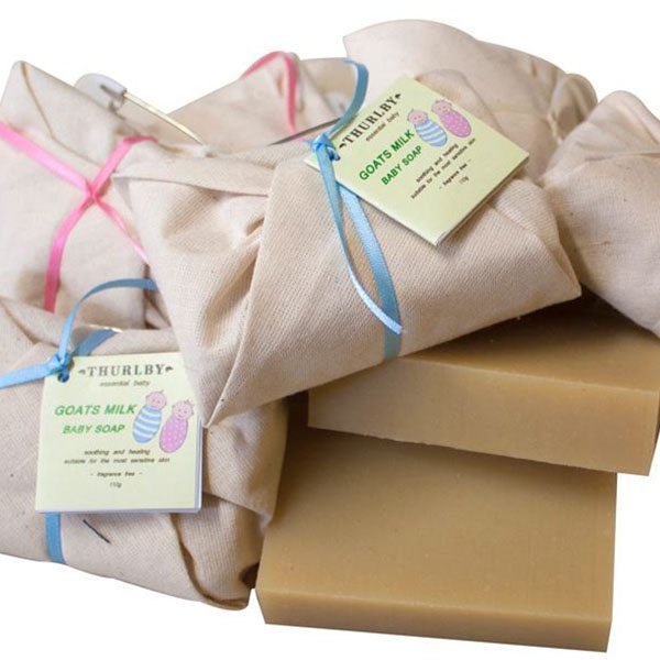 ESSENTIAL BABY GOATS MILK SOAP WRAPPED IN CALICO