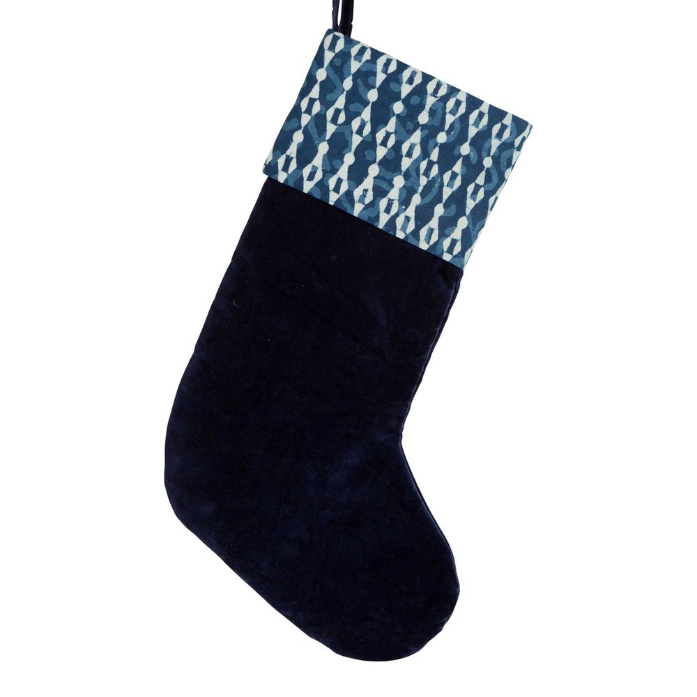 TANESE VELVET STOCKING - NAVY BLUE