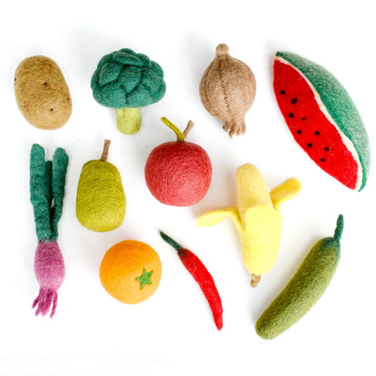 FELT VEGETABLES AND FRUITS - 11PCS